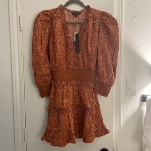 House of Harlowe Orange Puff Sleeve Dress - Size M
